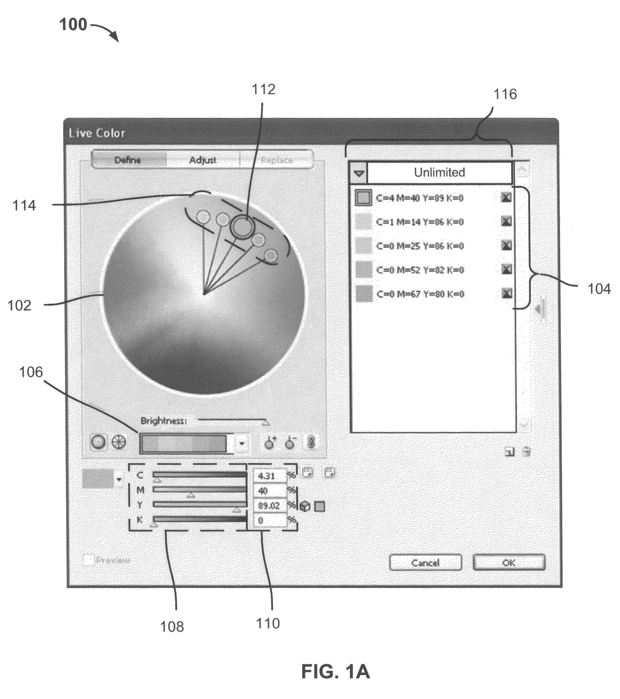 Color selection interface