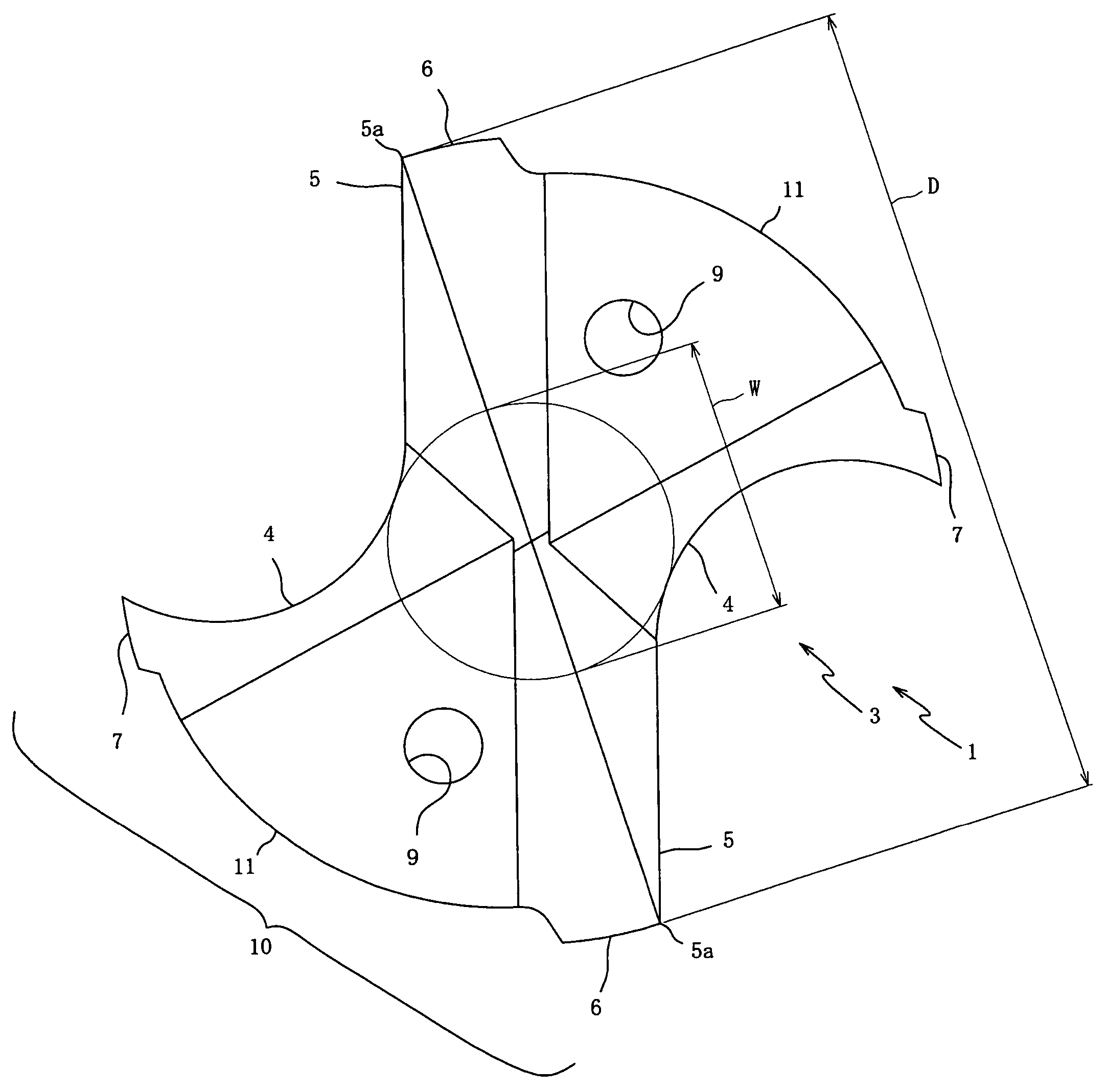 Drill having construction suitable for enlarging previously formed hole