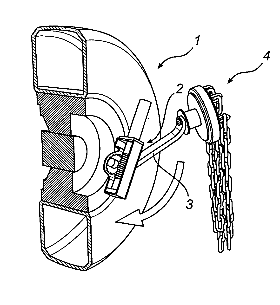 Pivoting Device for a Centrifugal Traction Assembly of a Vehicle