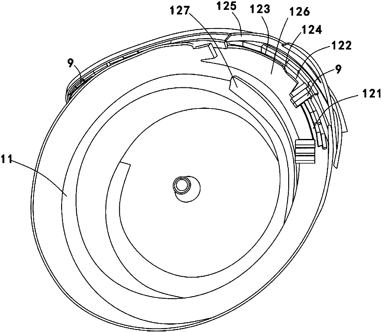 Vibrating feeding device, embossing equipment for chopsticks and production method