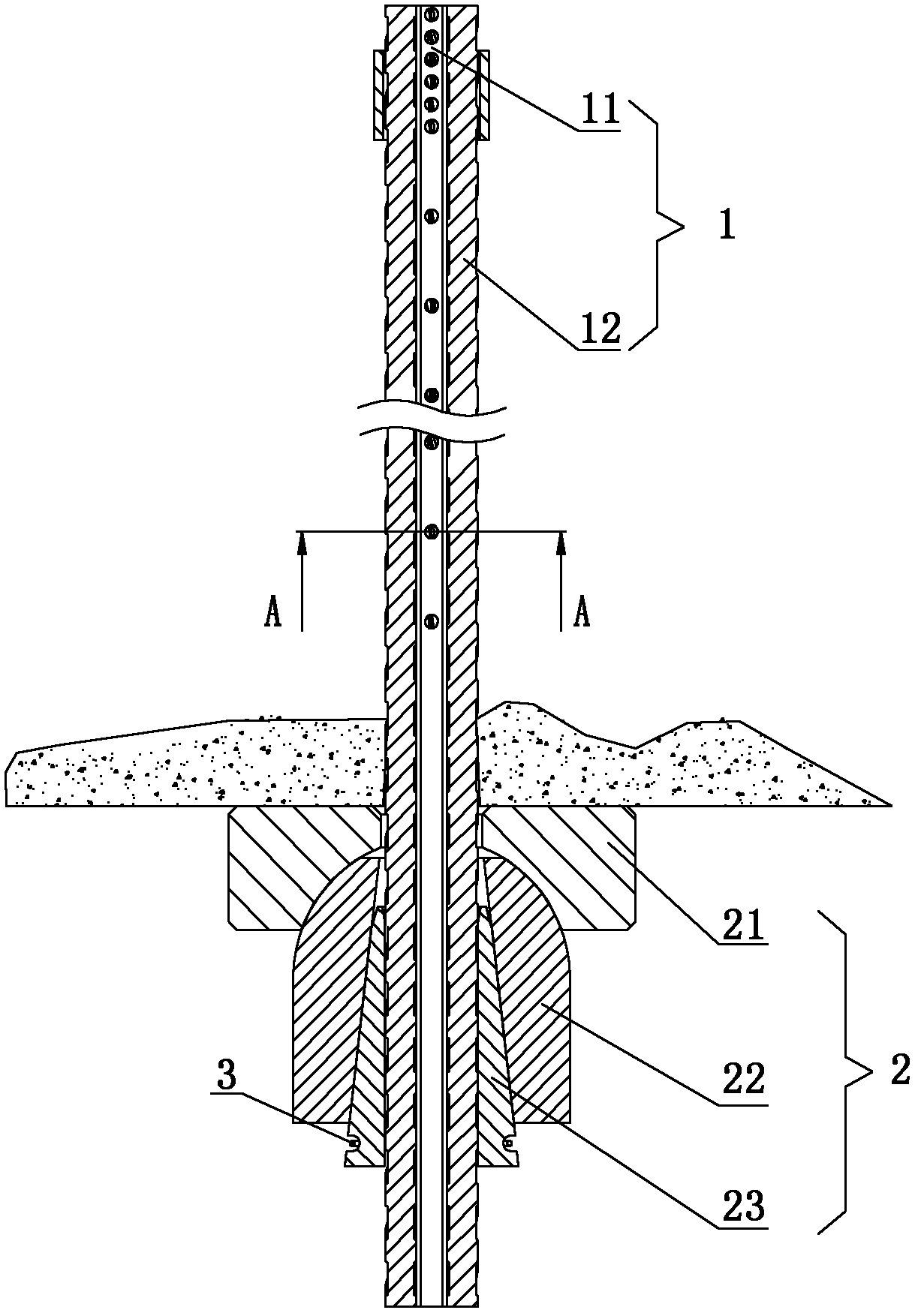 Spiral fin grouting anchor cable assembly with adjustable angle