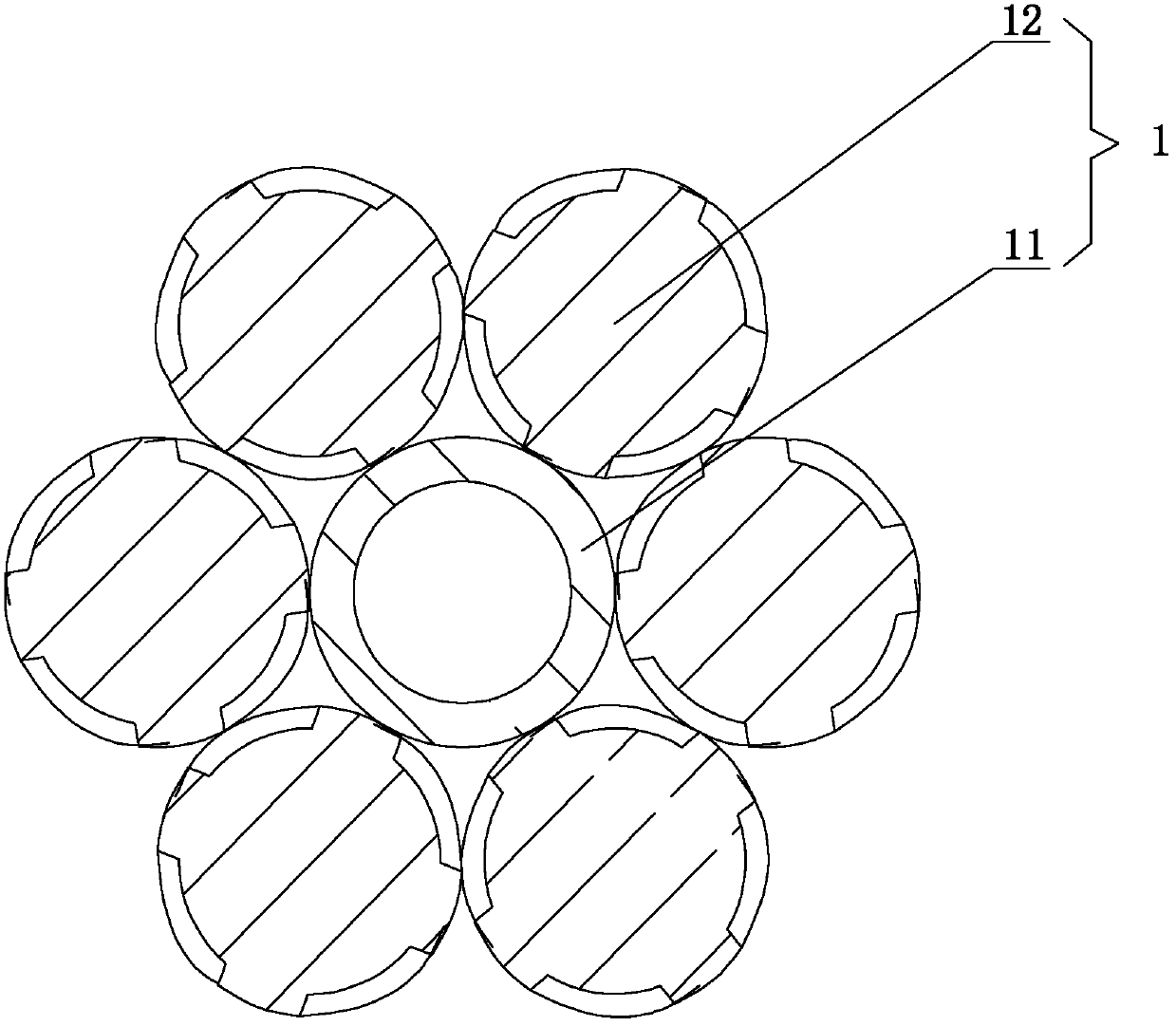 Spiral fin grouting anchor cable assembly with adjustable angle