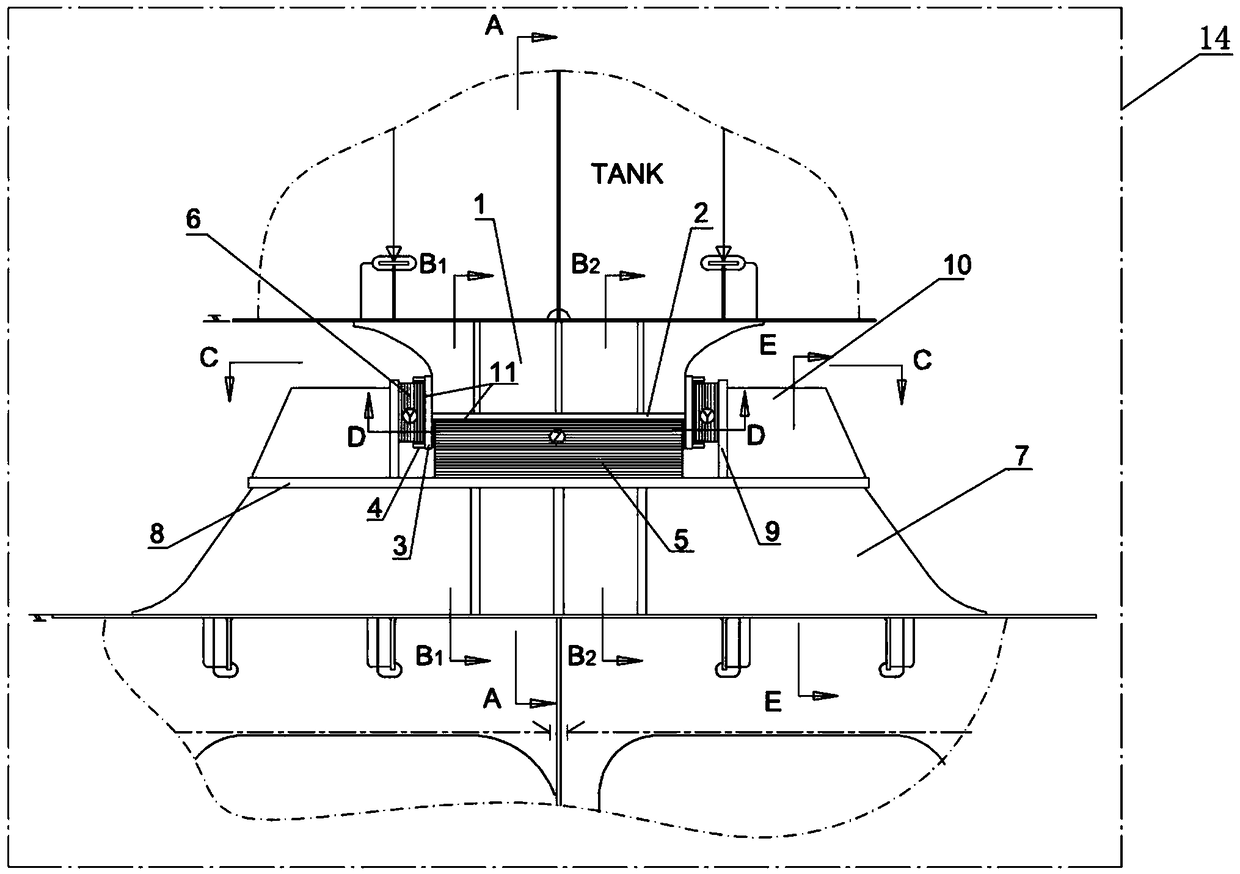 Assembly method of a support device of a B-type LNG ship envelope system