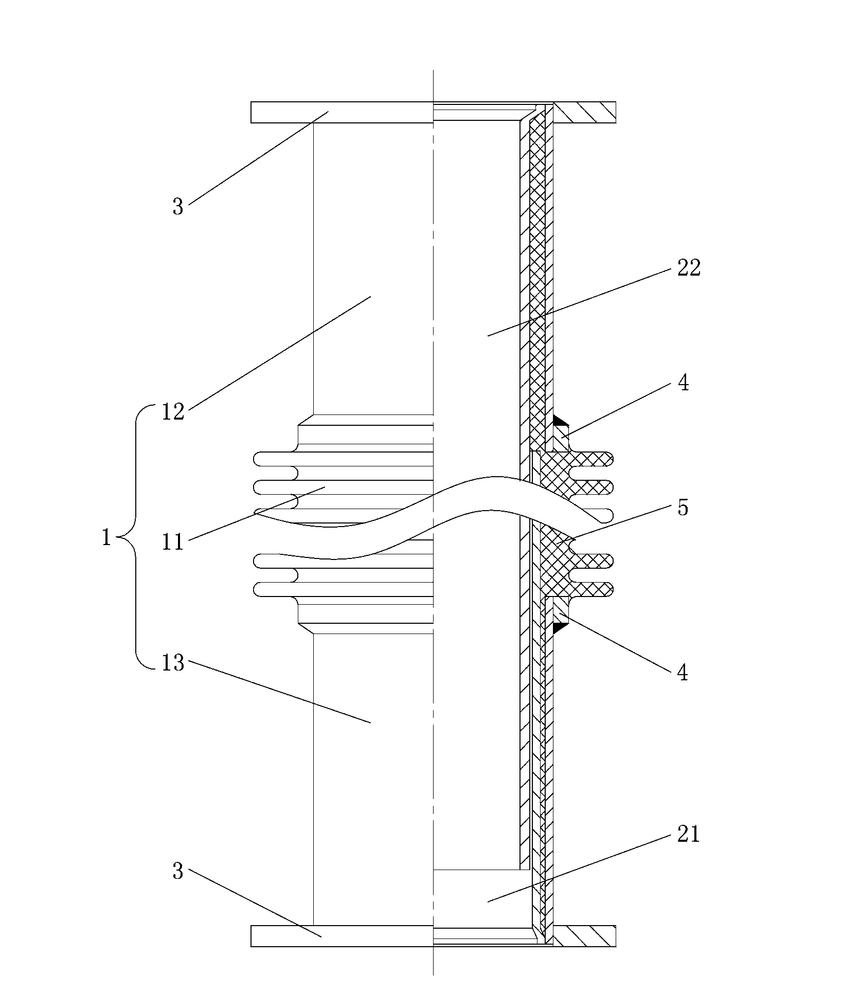 Two-way corrugated compensation pipe