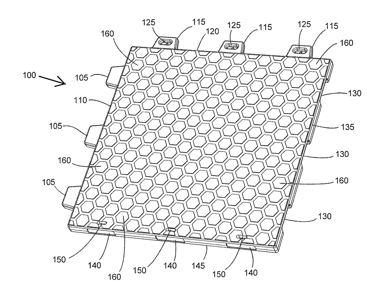 Lightweight panel mat with interlocking elements