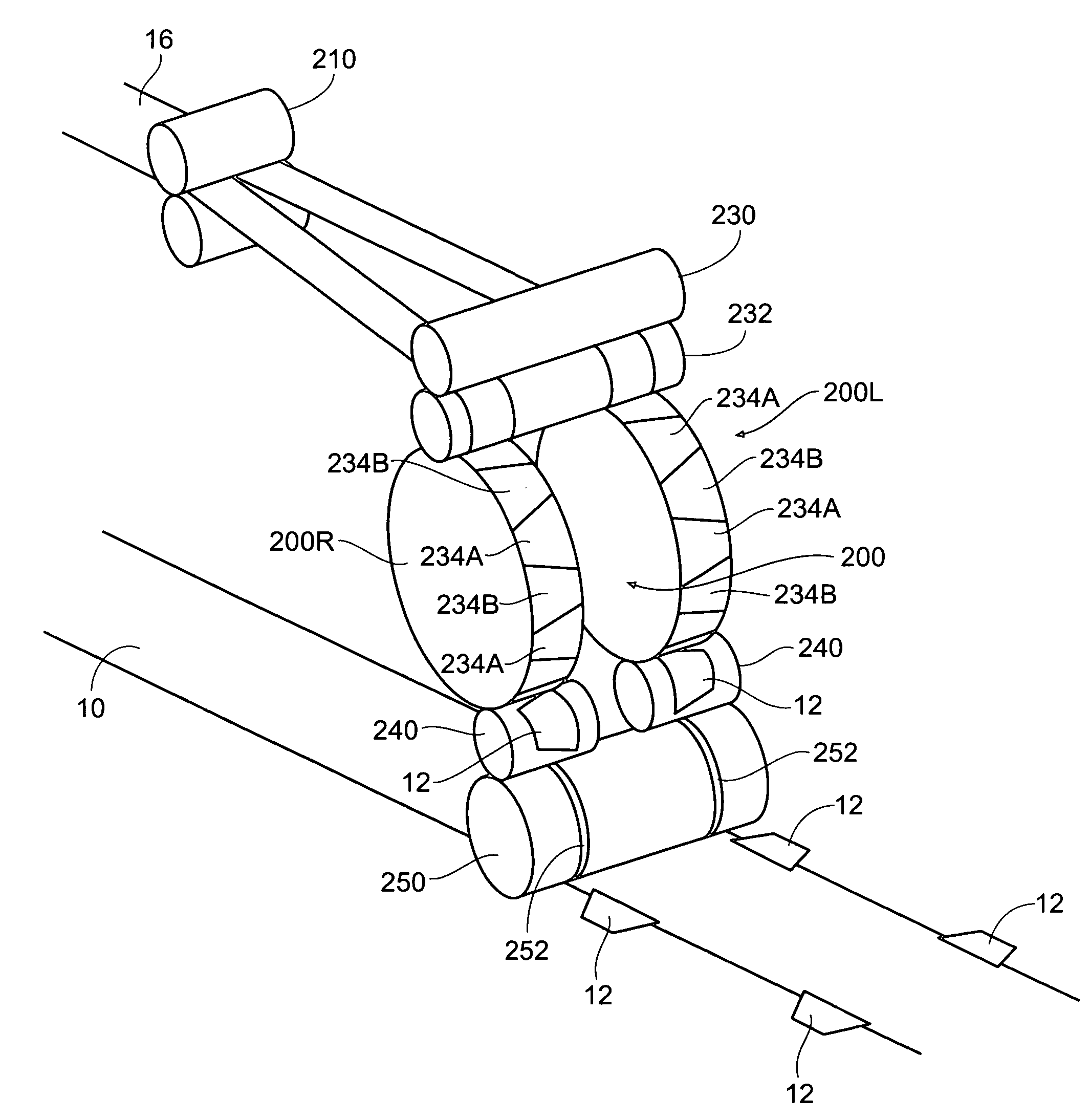 Methods and apparatus for application of nested zero waste ear to traveling web