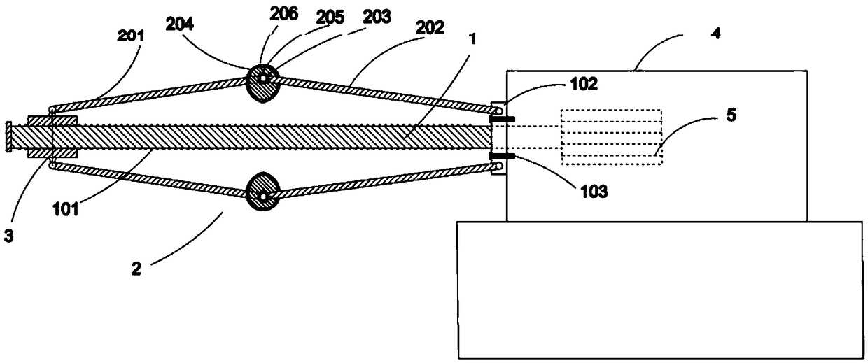 Internal-expanding hollow cylinder clamp with rolling wheel