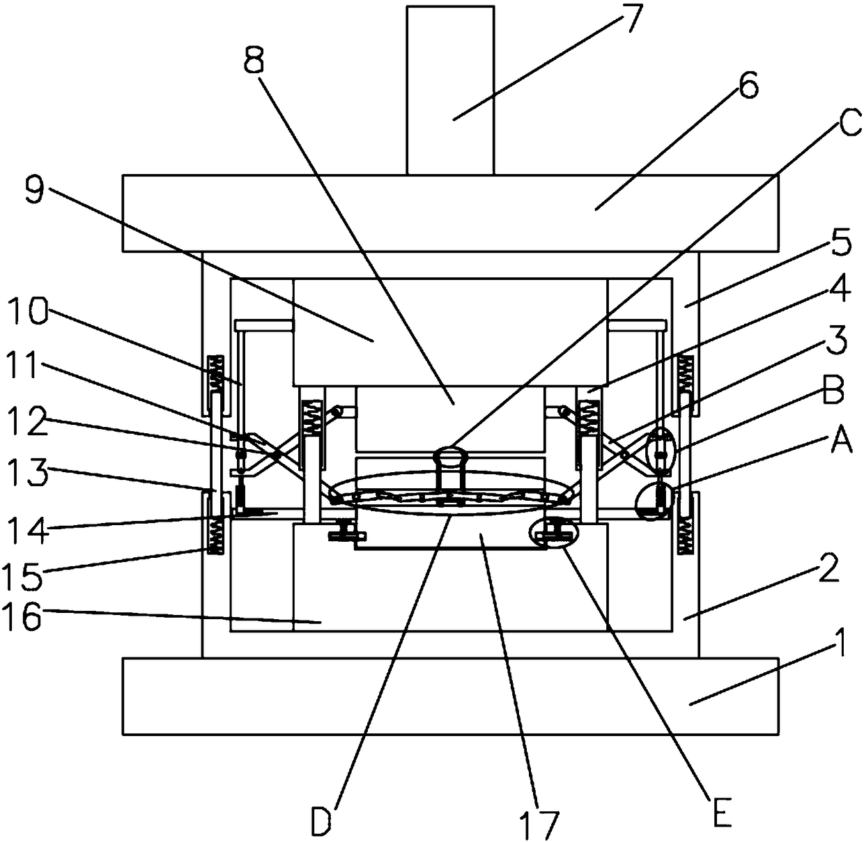 Stamping and hole flanging device