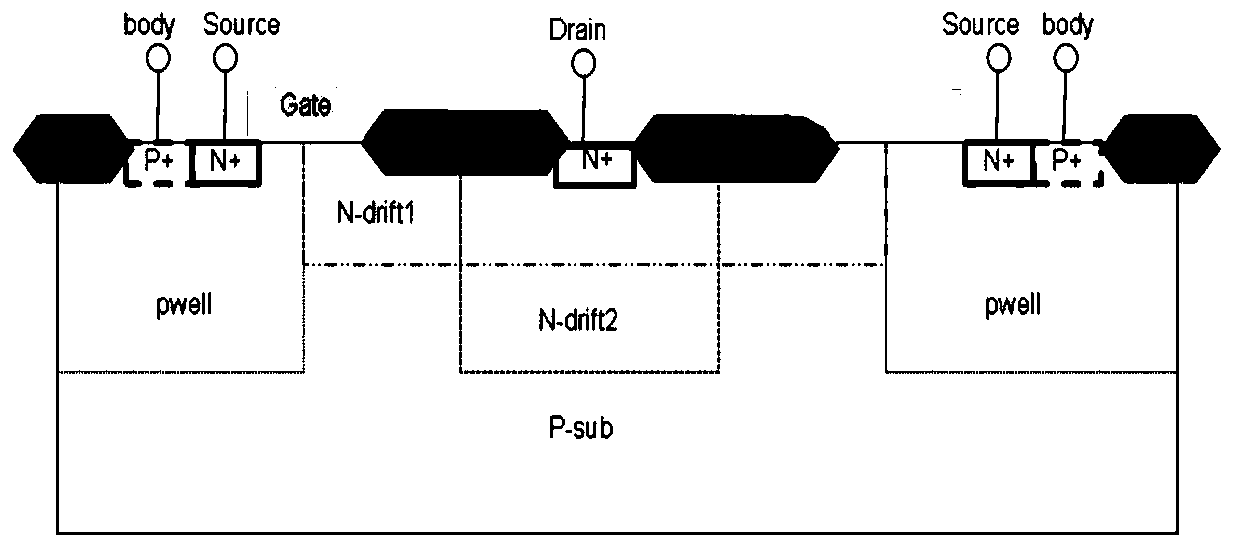 Lateral double-diffused transistor and manufacturing method of drift region of lateral double-diffused transistor