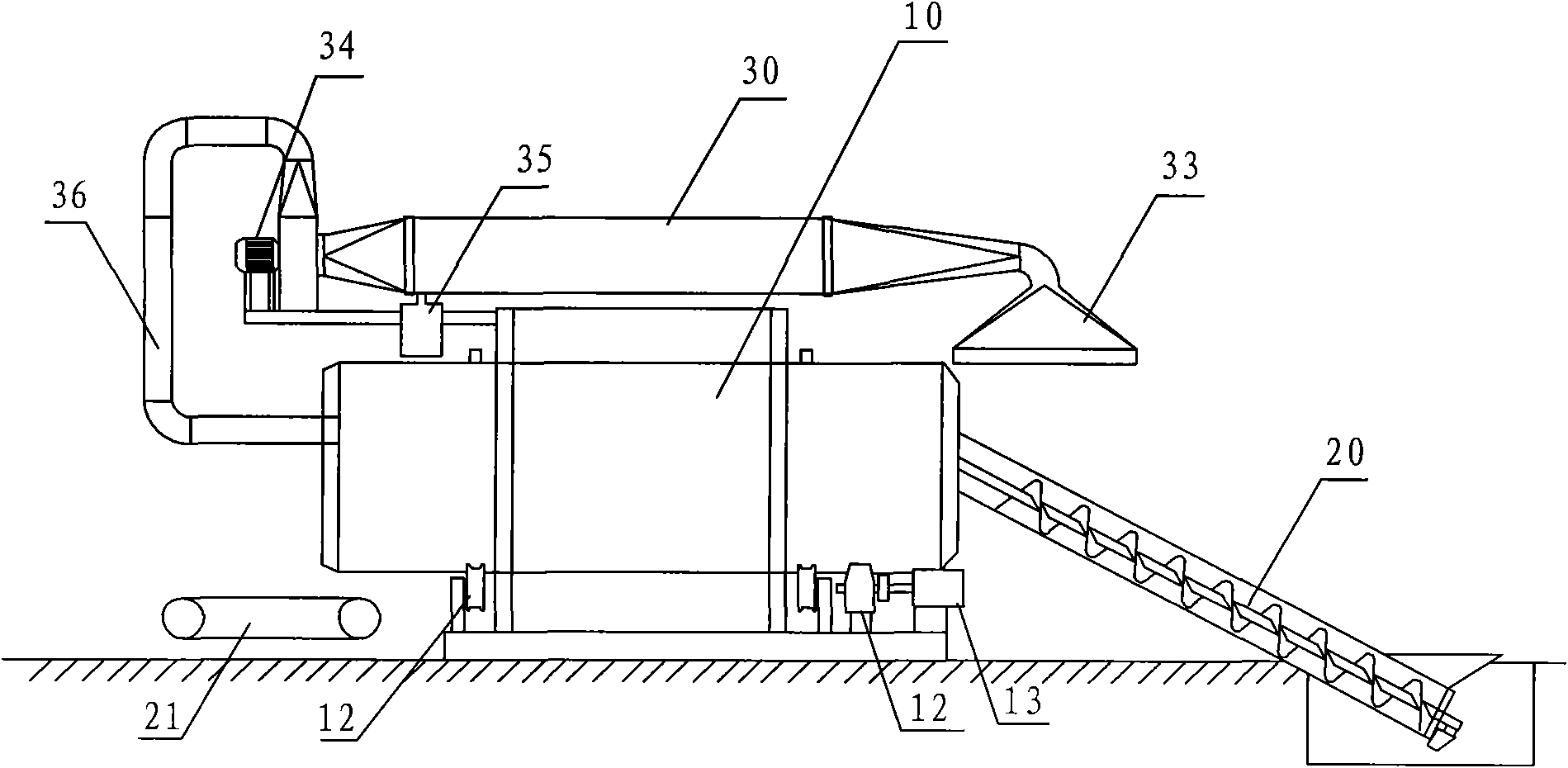 Continuous type rubber powder cooling and drying device