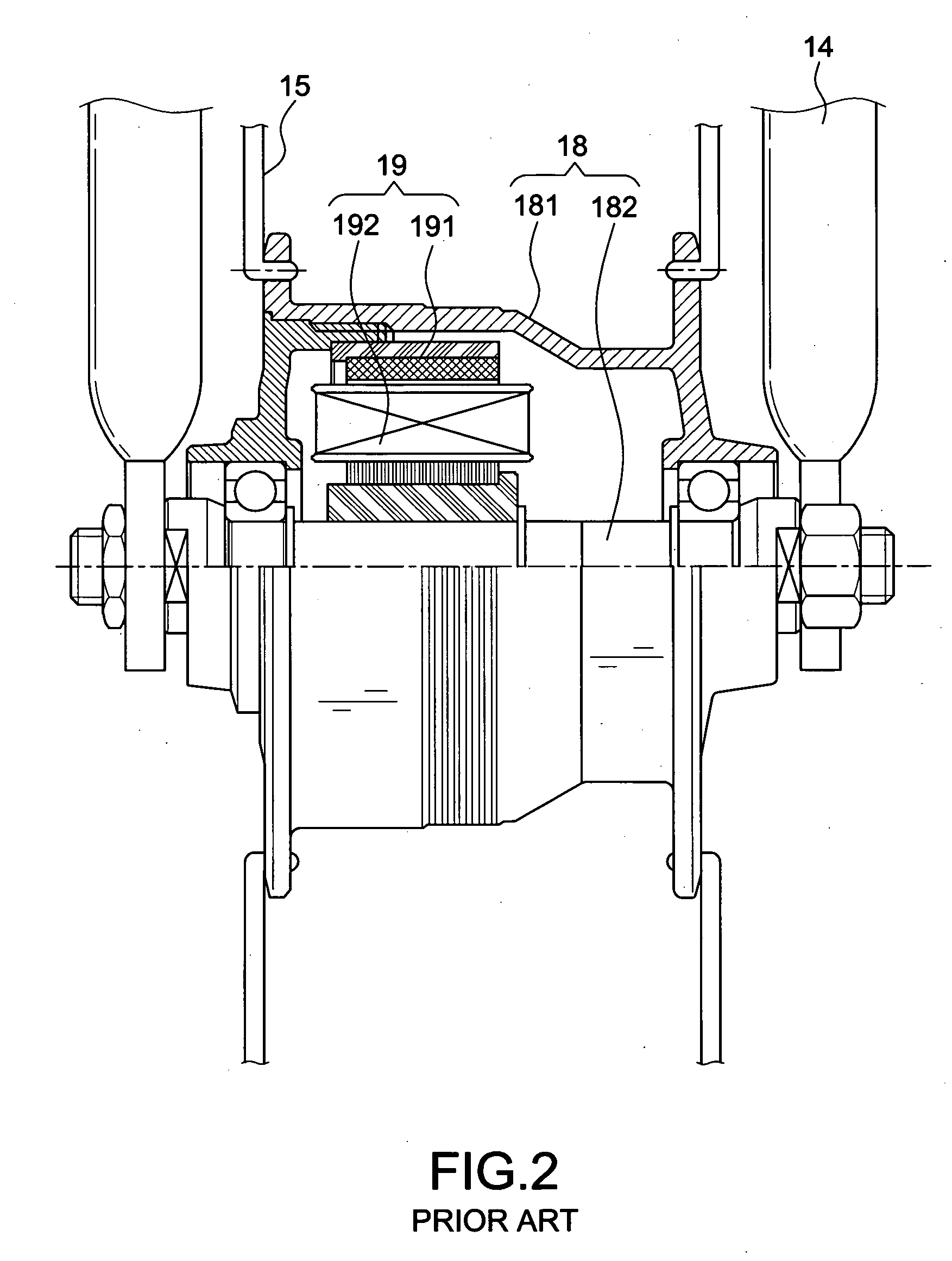 Combined device for power generation and illumination mounted on the wheel axle of a bicycle