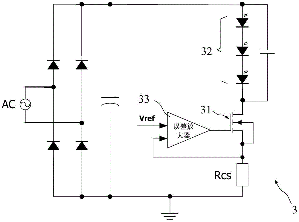 Constant-current driving circuit for LED switch