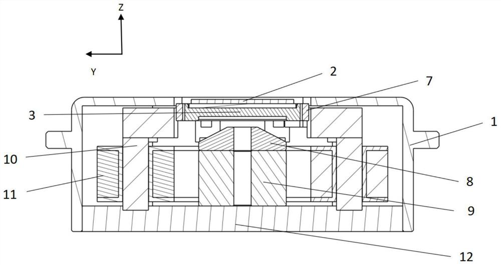 Electromagnetic driving and supporting structure of two-dimensional fast reflecting mirror