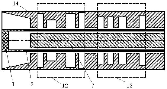 Dual-band low-guiding magnetic field compact high-power microwave device