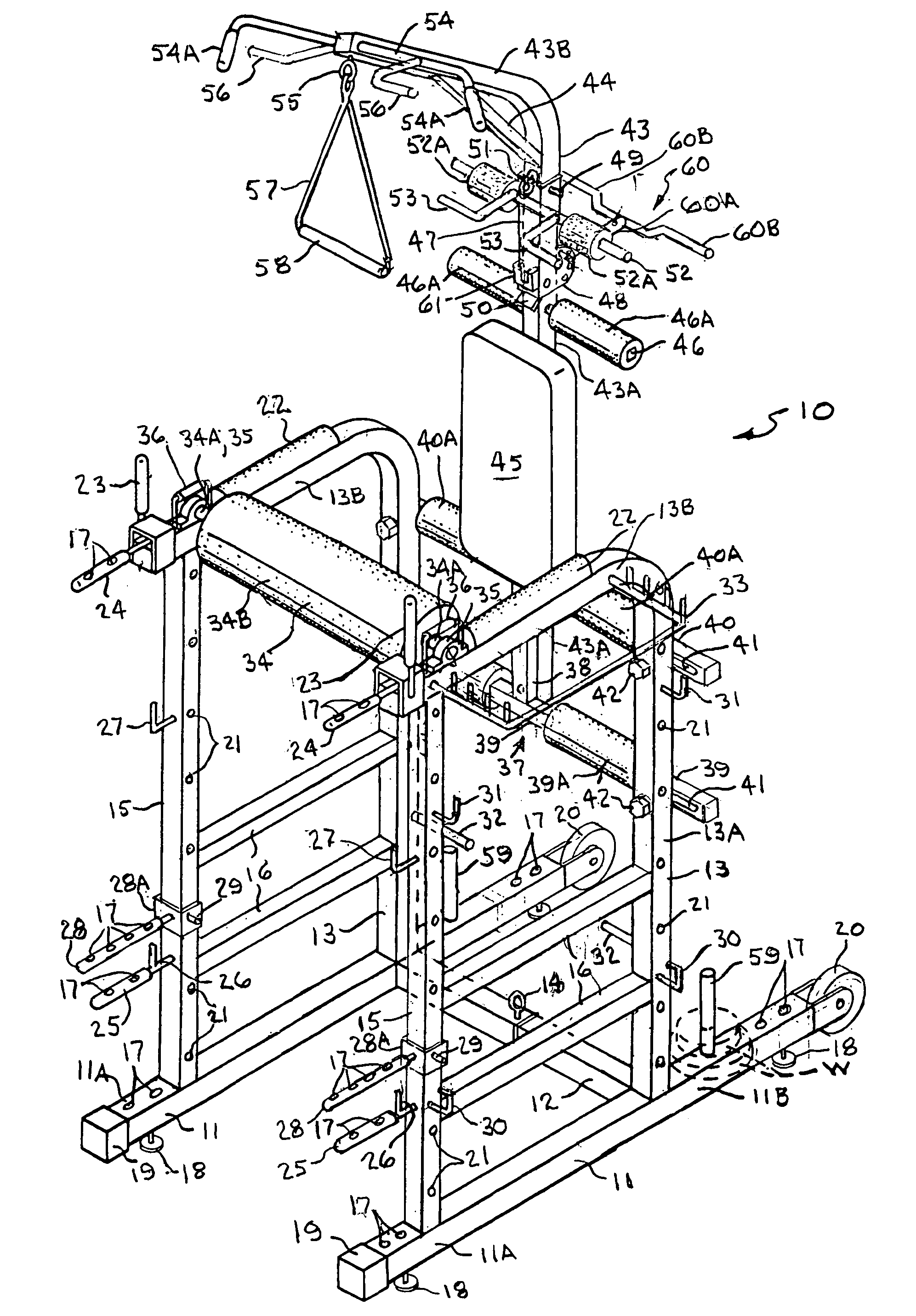 Apparatus for back therapy and multiple exercises