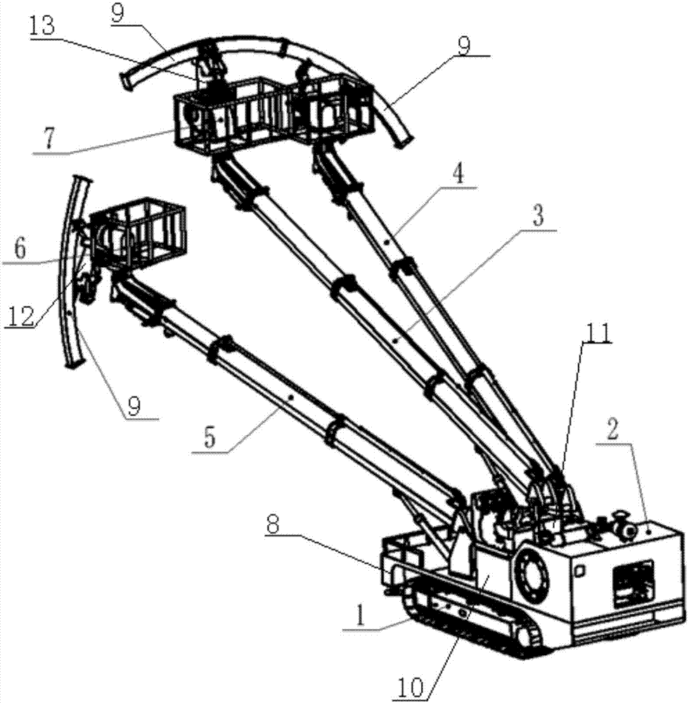 Novel multi-functional operation trolley used for tunnel construction