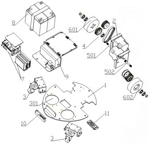 Quadricycle walking mechanism for moving robot