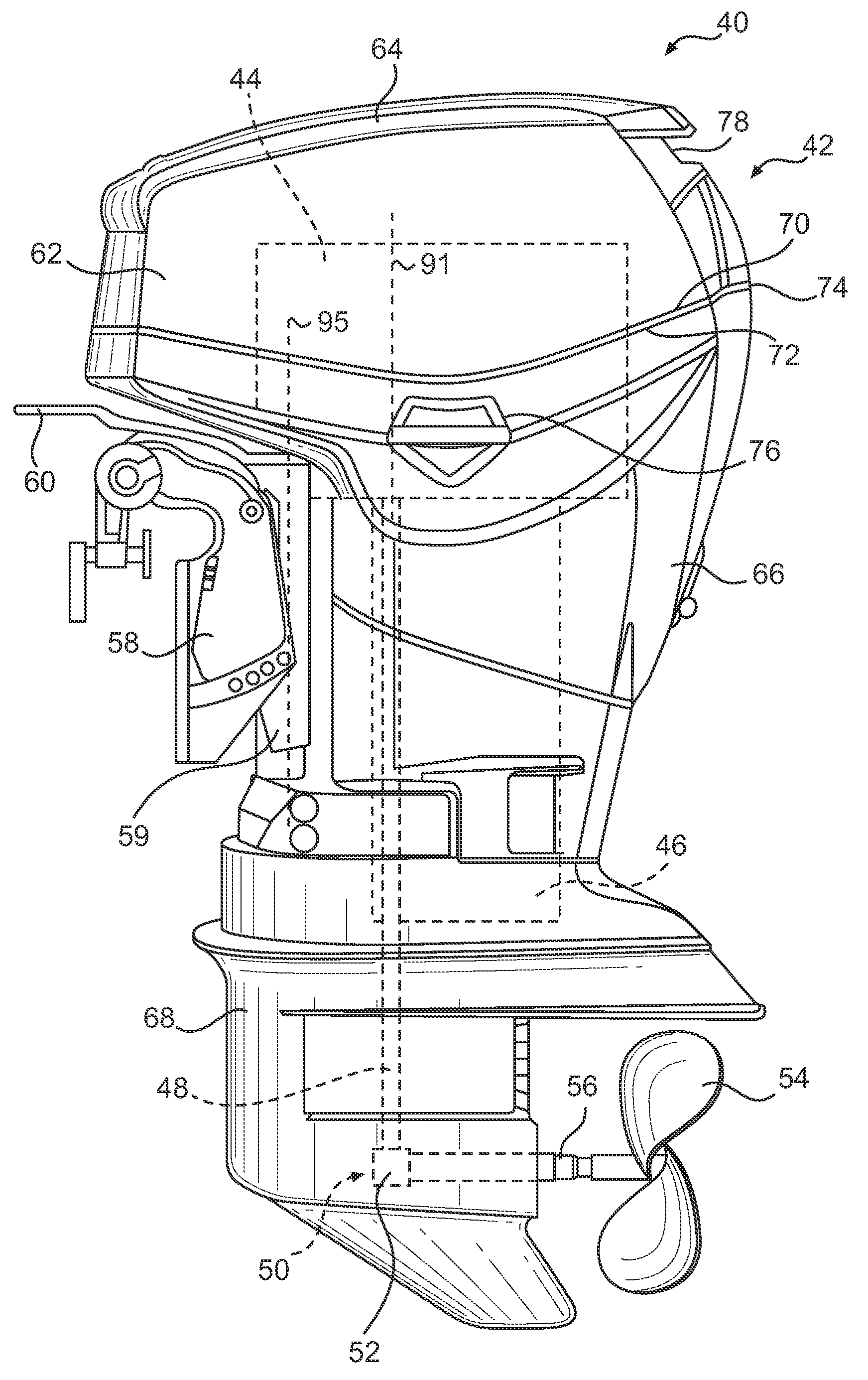 Hydraulic system for a marine outboard engine