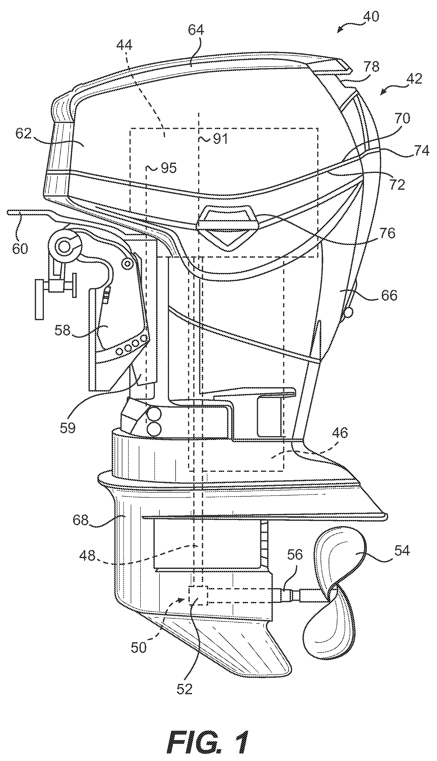 Hydraulic system for a marine outboard engine