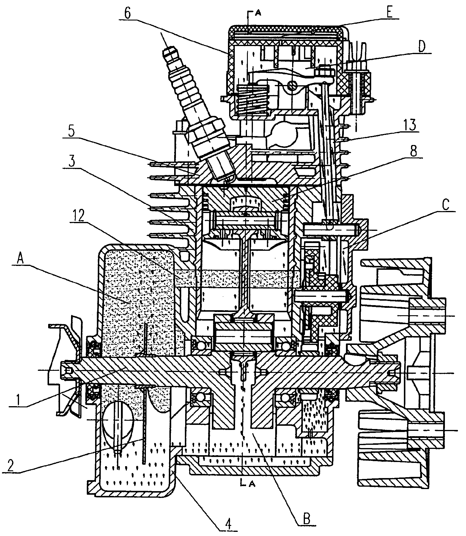 Small four-stroke gasoline engine with oil mist lubrication