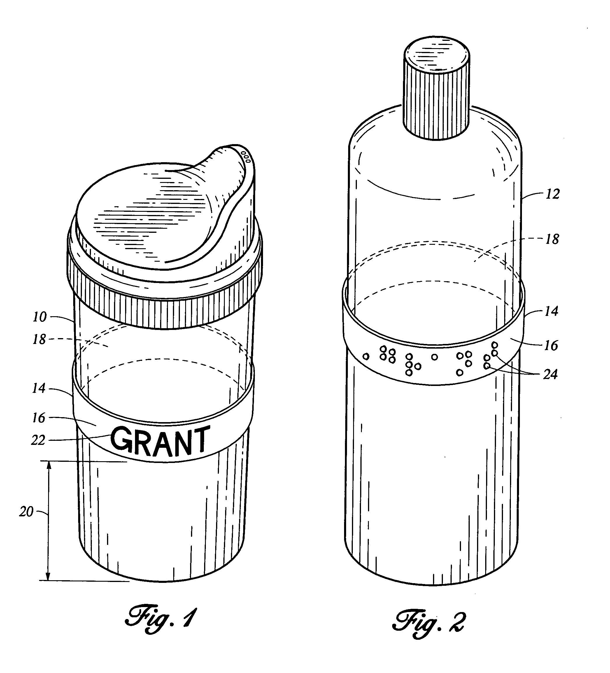 Device and method for identifying containers personal to sighted and visually handicapped individuals