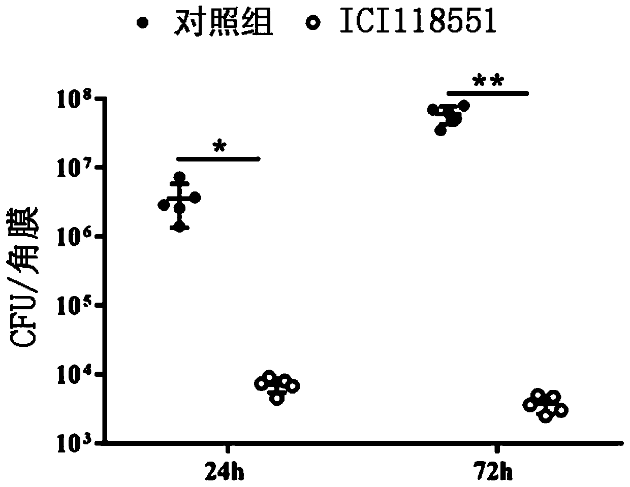 Drug for relieving pseudomonas aeruginosa keratitis