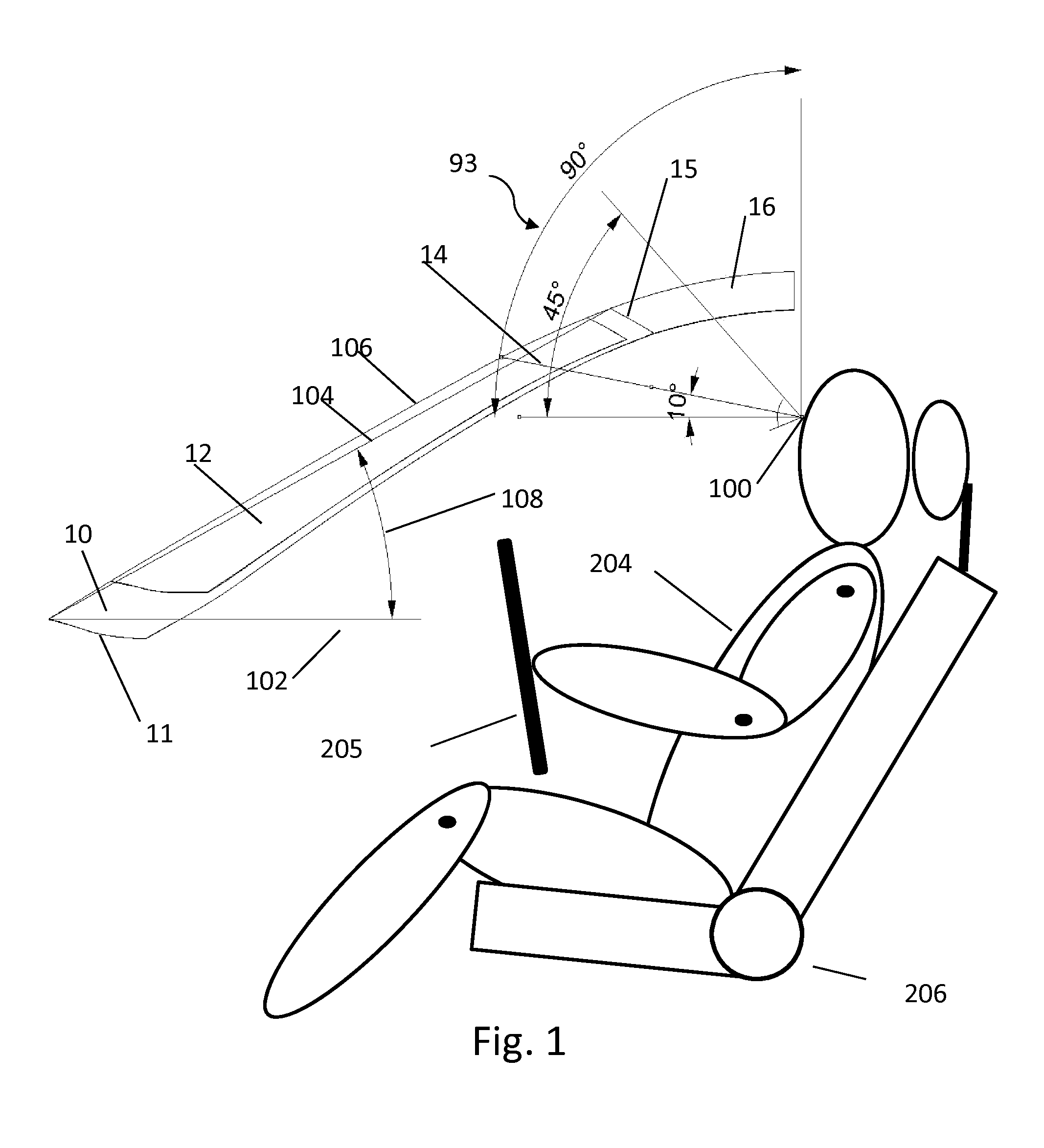 Panoramic extended windshield with integrated non-moving blind