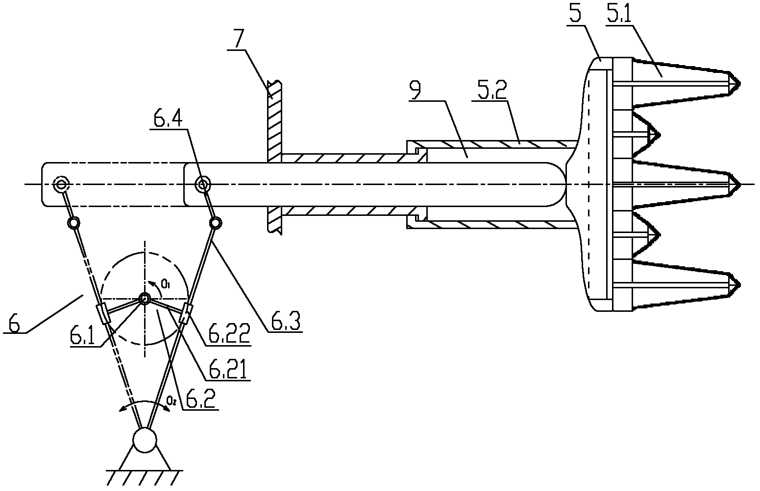 Swing rod link direct-impact coal shoveling machine