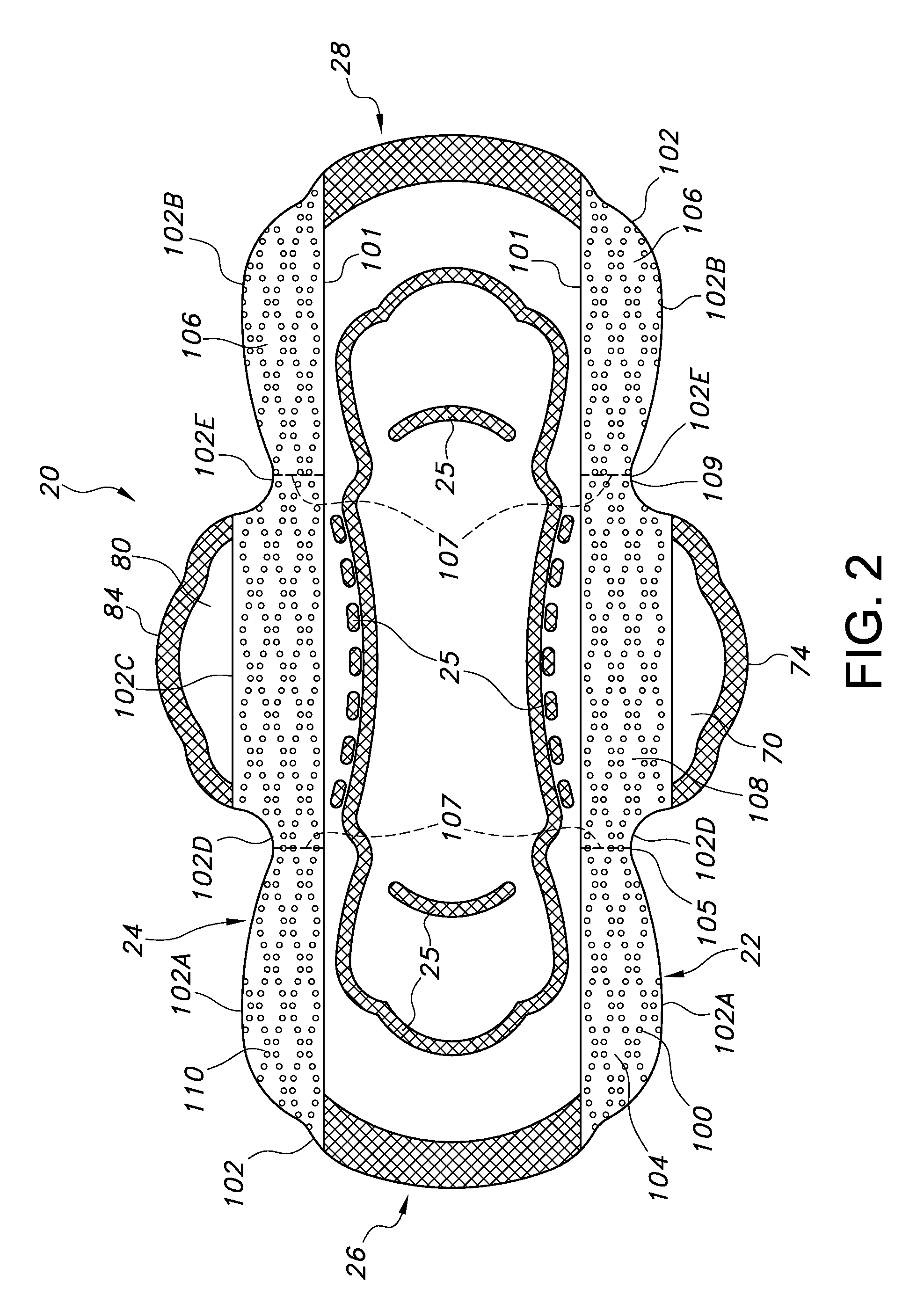 Absorbent personal care article having wings and protective strips