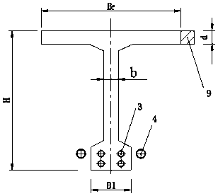 Segment-prefabricated T-beam bridge structure configured with internal and external prestressing tendons, and construction method for T-beam bridge structure