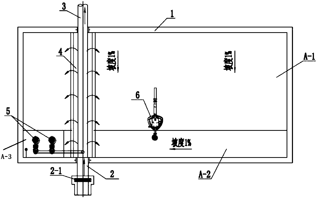 Regulation storage tank containing water passing groove