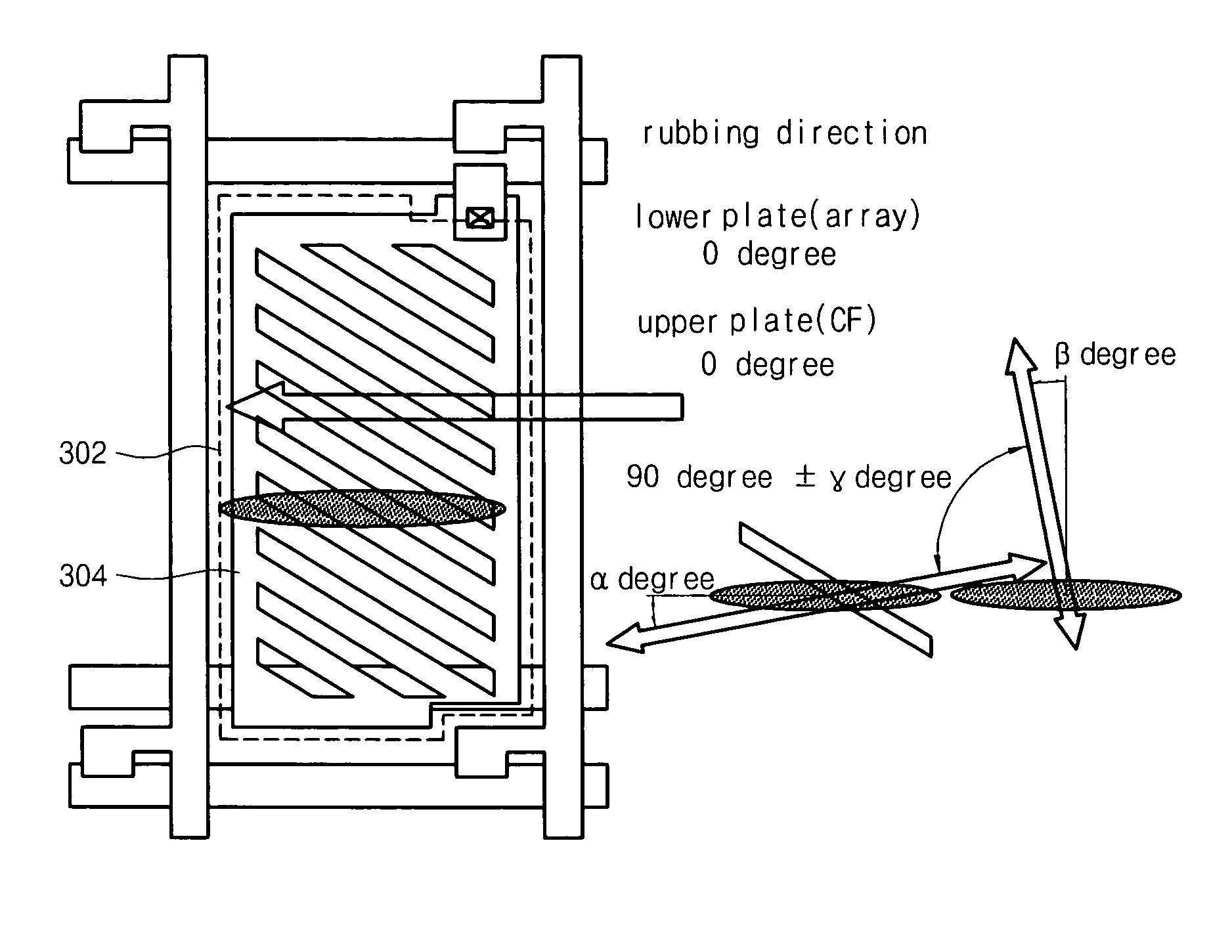 Method for aligning polarizer and rubbing axes in liquid crystal display