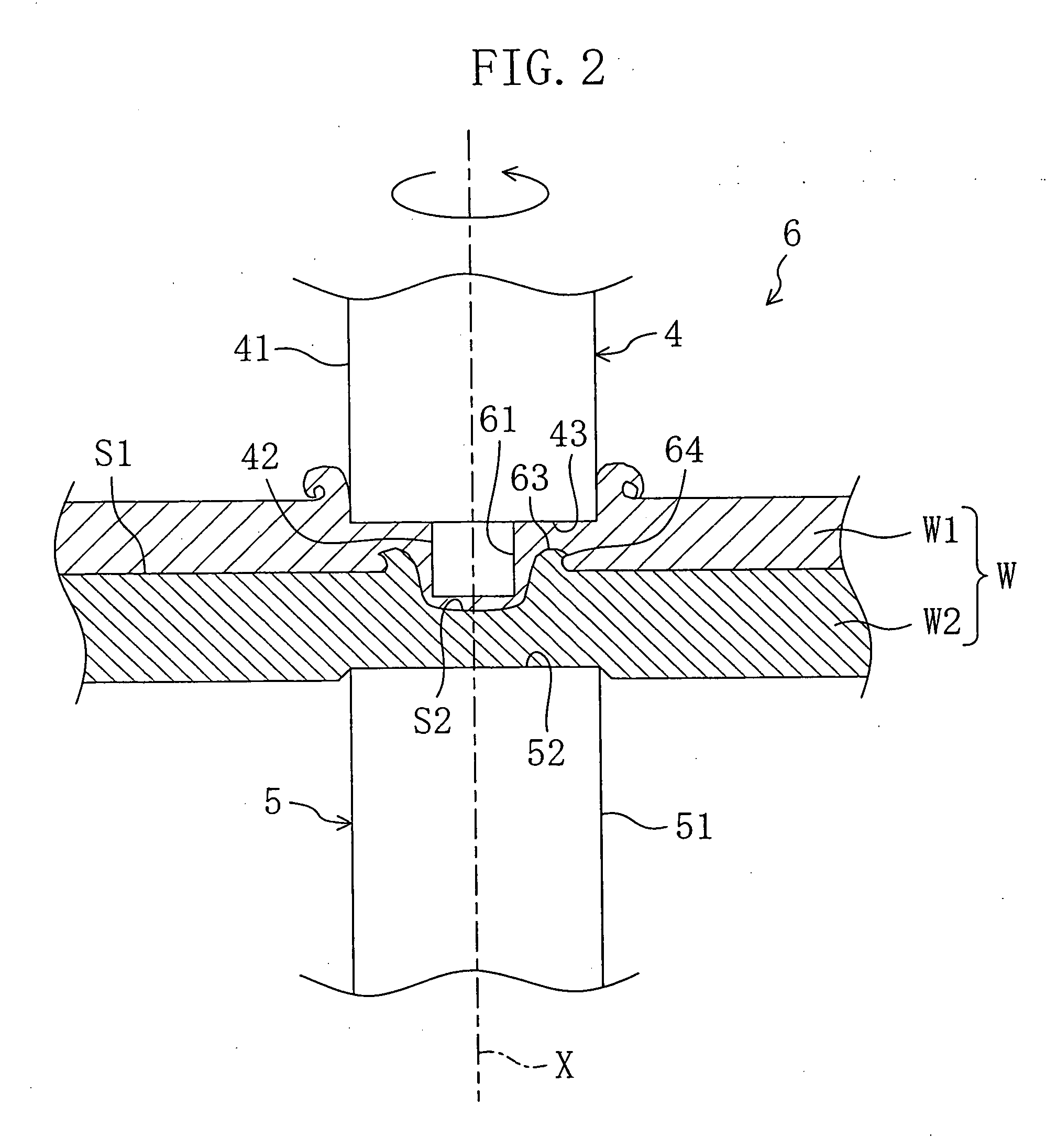 Friction spot joint structure