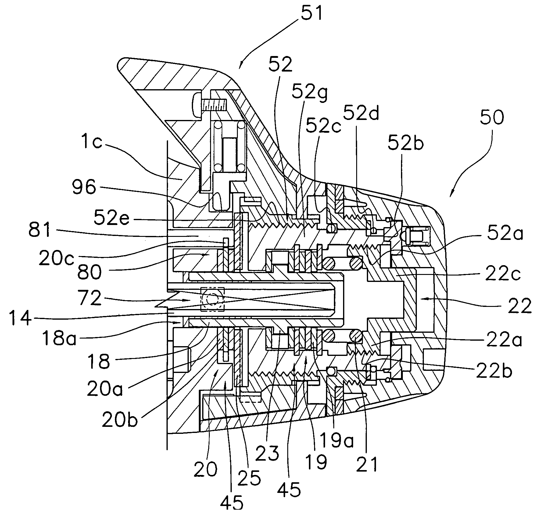 Rear drag operation structure for a spinning reel