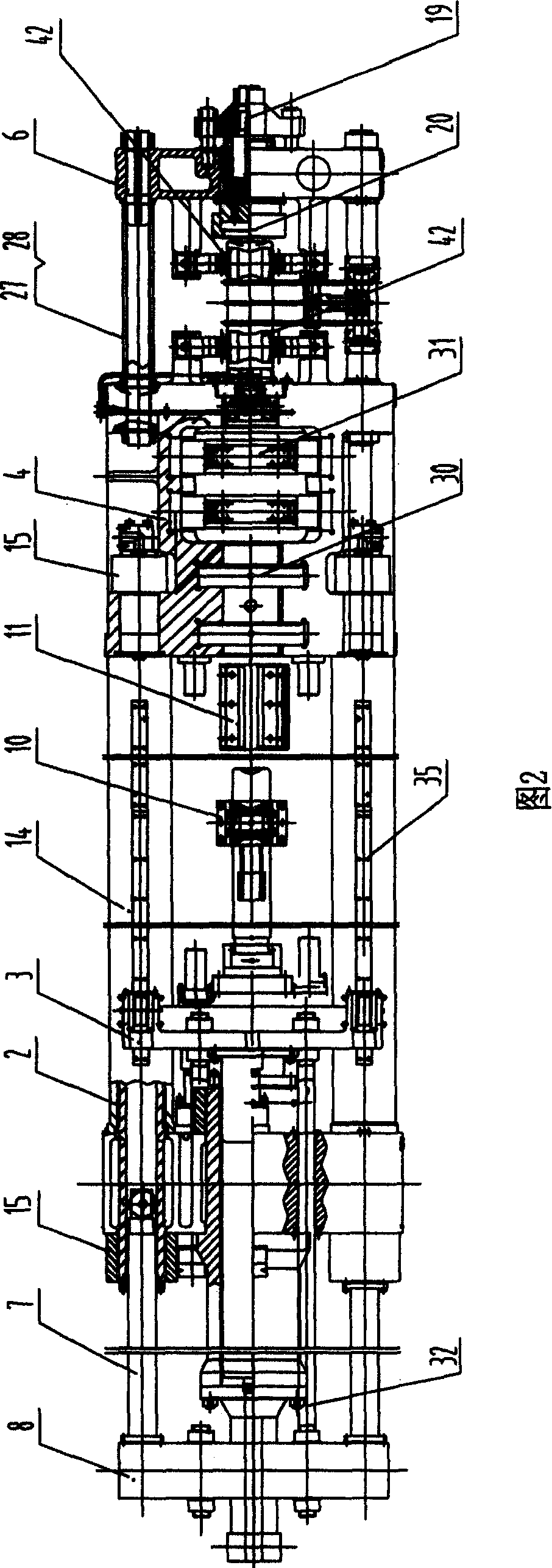 Horizontal hydraulic machine for drawing and extending