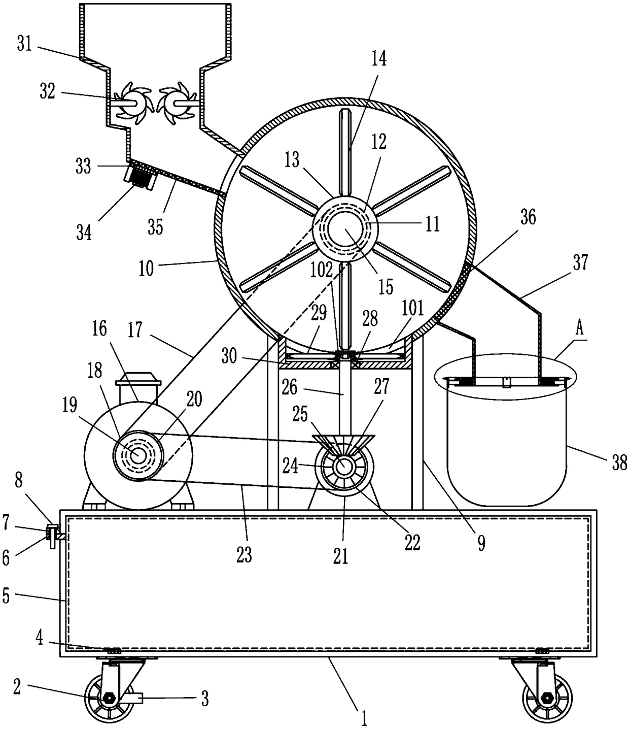 Mobile plant biomass pulverizing device