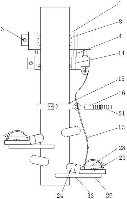 An auxiliary device for climbing a cable tower pole