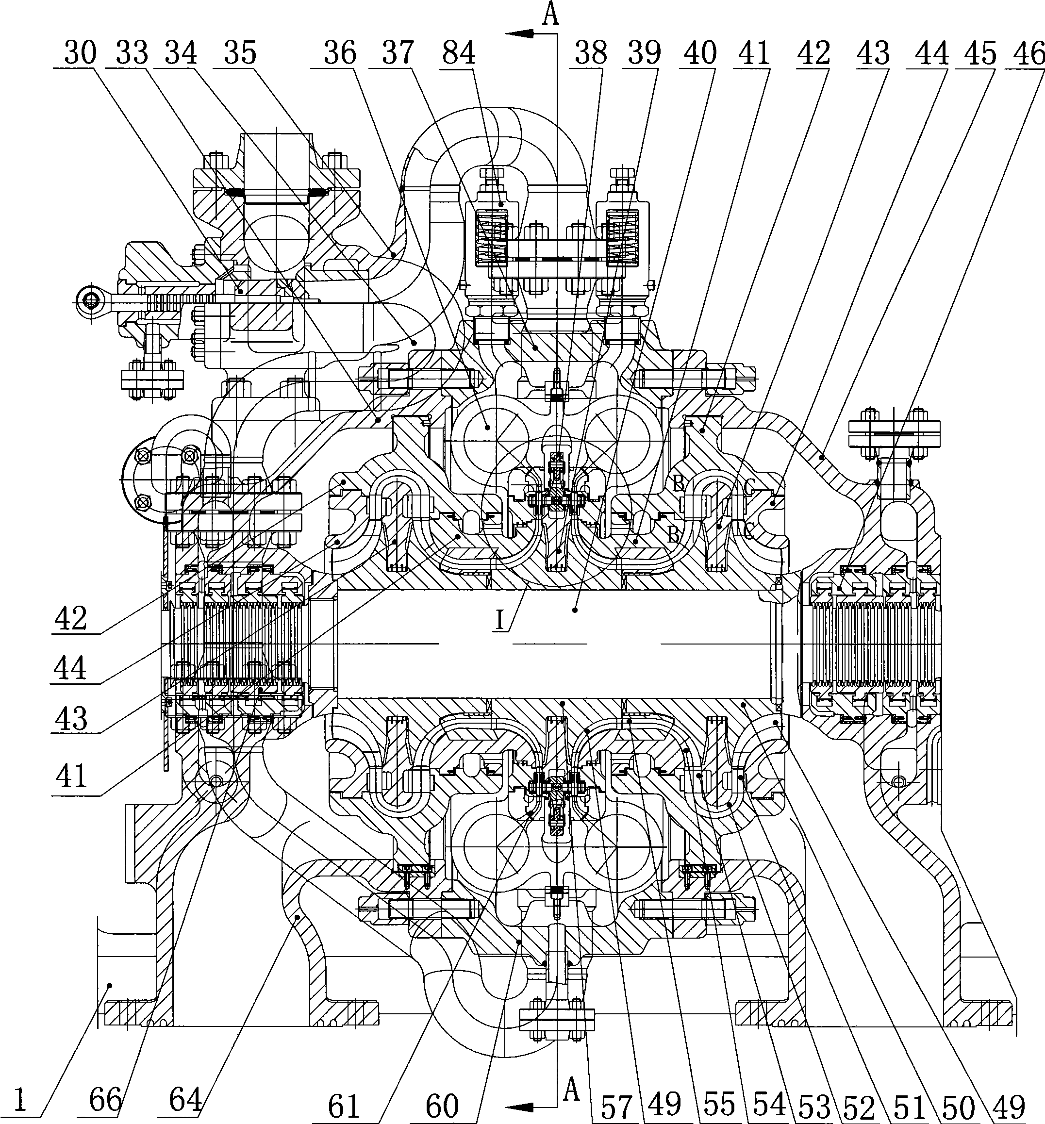 Radial double-flow turbine