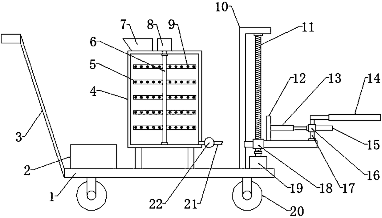 Two-face rack type trunk whitewashing device for municipal engineering