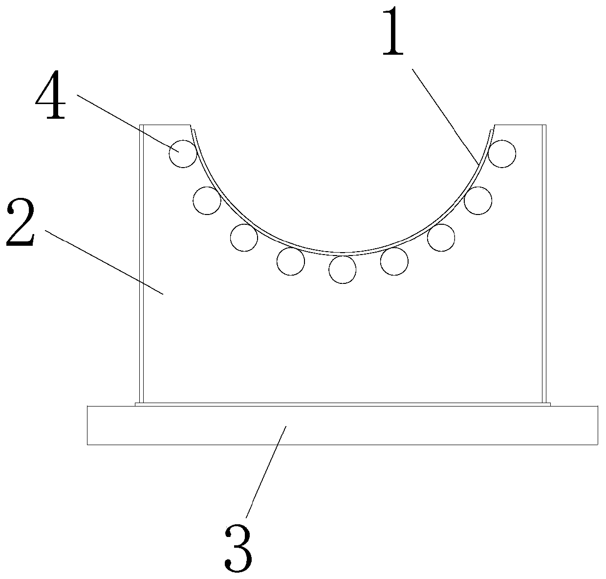 Mold and thermal compounding process used for arc-shaped plate of metal composite curtain wall