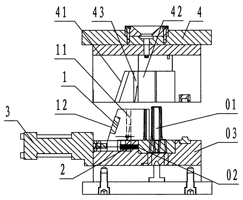 Device for preventing longitudinal scratches of sliding block and cavity convex core of injection mold