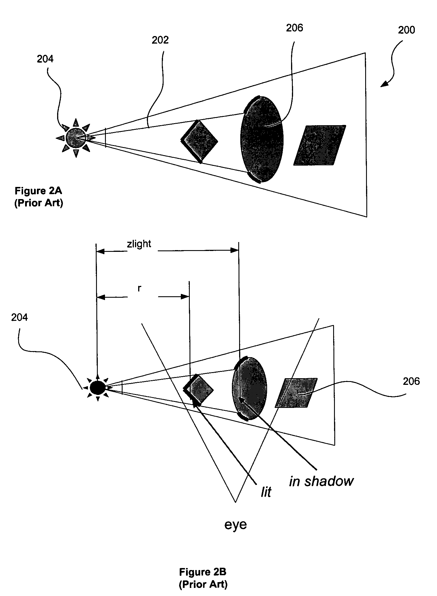 System, method and article of manufacture for shadow mapping