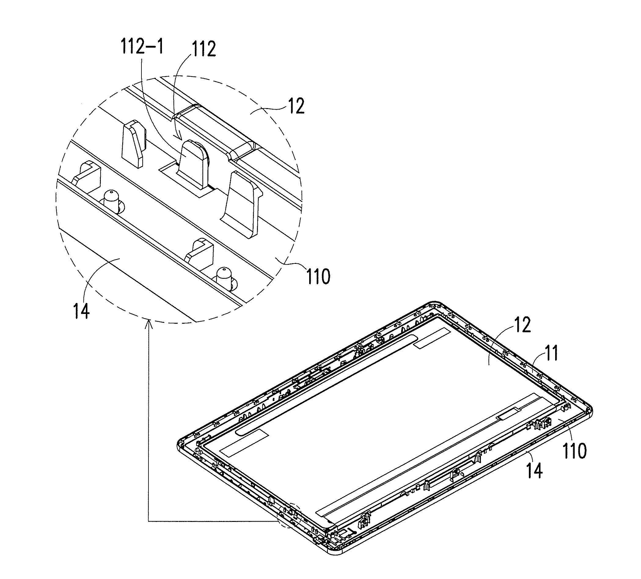 Fixing structure, electronic device and method for assembling an electronic device