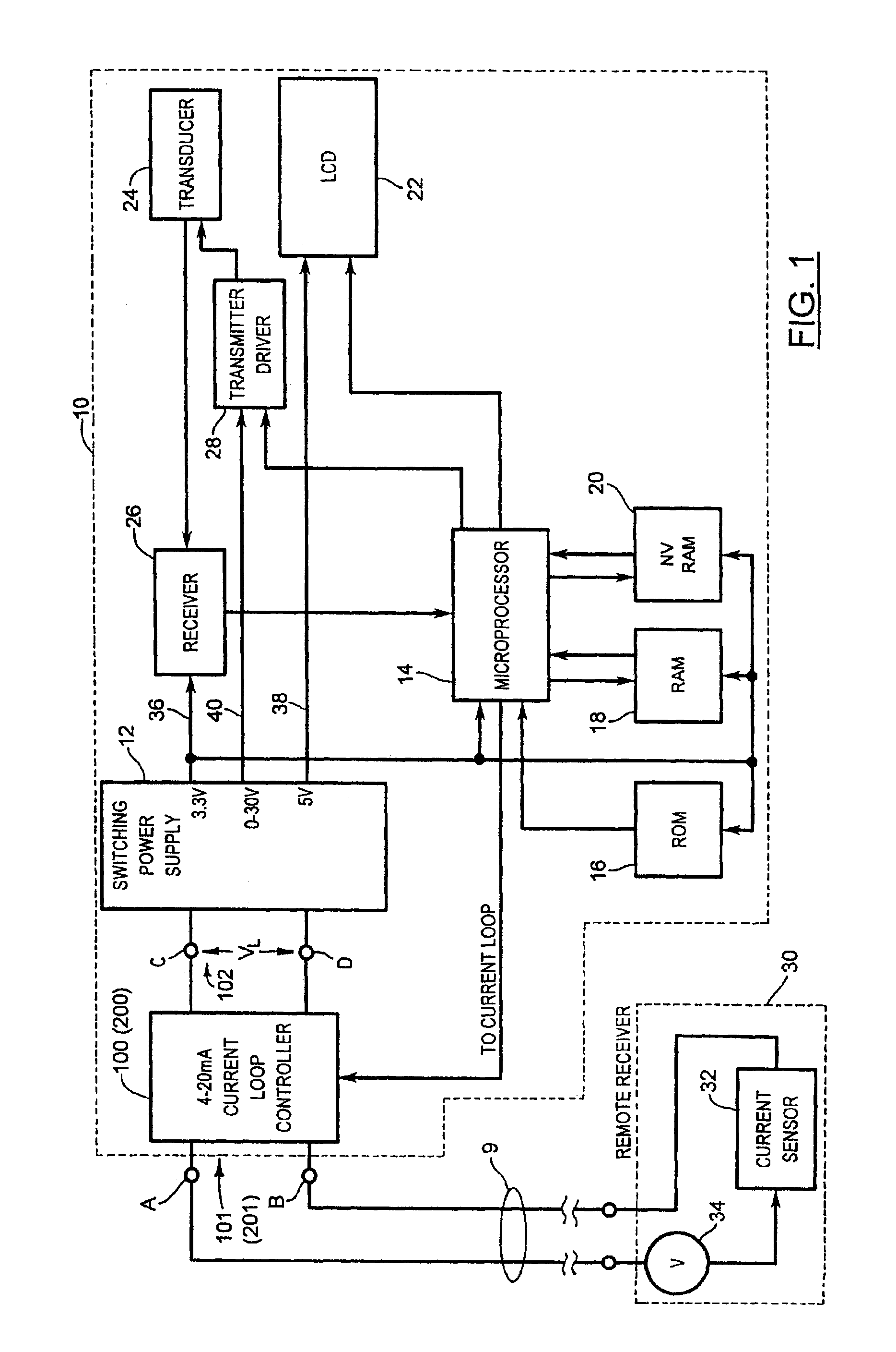 Current loop control circuit for a time of flight ranging system