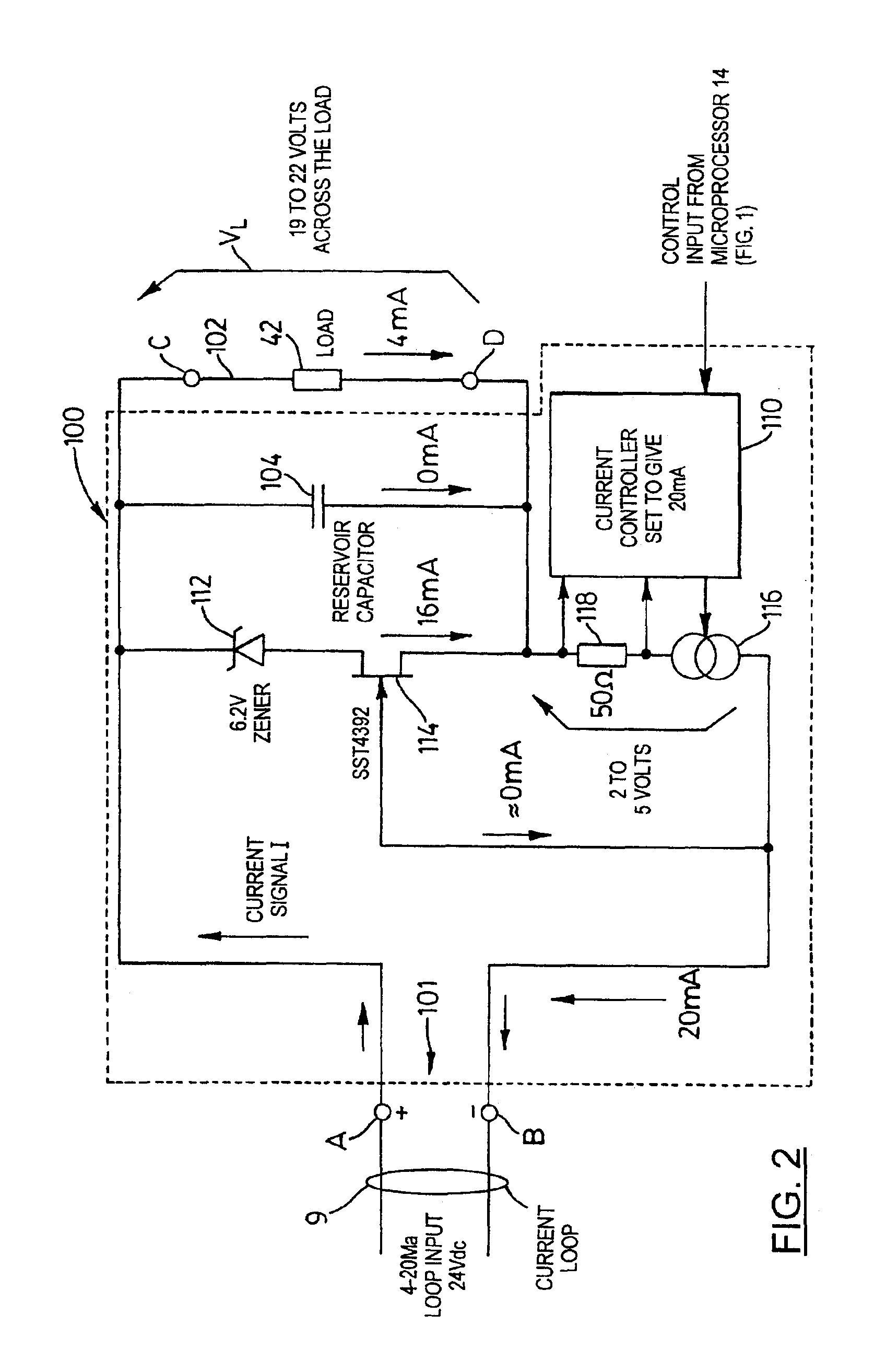 Current loop control circuit for a time of flight ranging system