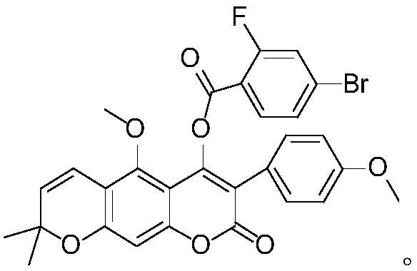 O-(4-bromo-2-fluorobenzoyl) 3-phenylcoumarin robustic acid with anti-tumor activity and preparation and application methods thereof