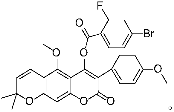 O-(4-bromo-2-fluorobenzoyl) 3-phenylcoumarin robustic acid with anti-tumor activity and preparation and application methods thereof