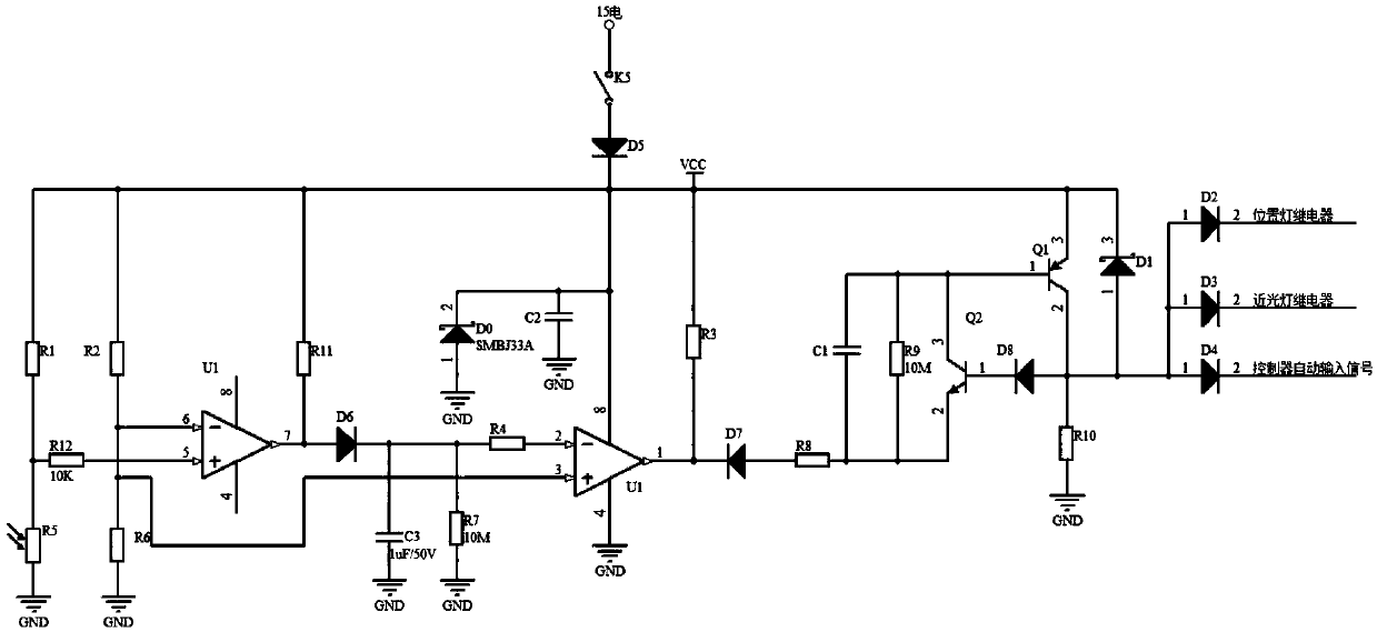 Automobile lamplight automatic control device with protection function