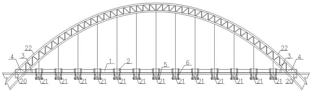 Safety early-warning beam structure and early-warning method of mid-supporting arch bridge without longitudinal girder