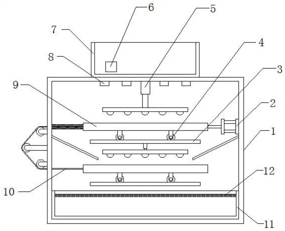 A glass cleaning device for glass production